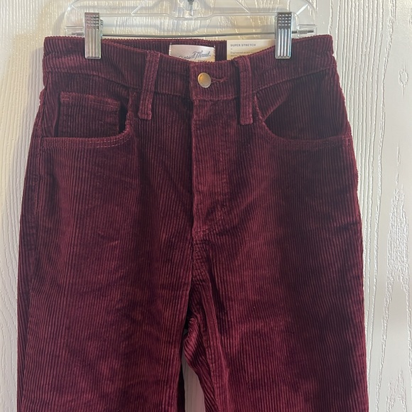 Women's High-Rise Corduroy Bootcut Jeans - Universal Thread Burgundy. Size 0 - Picture 3 of 11
